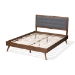 Baxton Studio Ines Mid-Century Modern Dark Grey Fabric Upholstered Walnut Brown Finished Wood Full Size Platform Bed - Ines-Dark Grey/Ash Walnut-Full