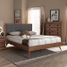 Baxton Studio Ines Mid-Century Modern Dark Grey Fabric Upholstered Walnut Brown Finished Wood Full Size Platform Bed - Ines-Dark Grey/Ash Walnut-Full
