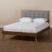 Baxton Studio Ines Mid-Century Modern Dark Grey Fabric Upholstered Walnut Brown Finished Wood Full Size Platform Bed - Ines-Dark Grey/Ash Walnut-Full