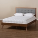 Baxton Studio Ines Mid-Century Modern Dark Grey Fabric Upholstered Walnut Brown Finished Wood Full Size Platform Bed - Ines-Dark Grey/Ash Walnut-Full