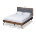 Baxton Studio Ines Mid-Century Modern Dark Grey Fabric Upholstered Walnut Brown Finished Wood Full Size Platform Bed - Ines-Dark Grey/Ash Walnut-Full