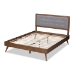 Baxton Studio Ines Mid-Century Modern Light Grey Fabric Upholstered Walnut Brown Finished Wood Full Size Platform Bed - Ines-Light Grey/Ash Walnut-Full