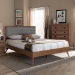 Baxton Studio Ines Mid-Century Modern Light Grey Fabric Upholstered Walnut Brown Finished Wood Full Size Platform Bed - Ines-Light Grey/Ash Walnut-Full