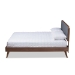Baxton Studio Dilara Mid-Century Modern Dark Grey Fabric Upholstered Walnut Brown Finished Wood Queen Size Platform Bed - Dilara-Dark Grey/Ash Walnut-Queen