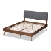 Baxton Studio Dilara Mid-Century Modern Dark Grey Fabric Upholstered Walnut Brown Finished Wood Queen Size Platform Bed - Dilara-Dark Grey/Ash Walnut-Queen