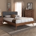 Baxton Studio Dilara Mid-Century Modern Dark Grey Fabric Upholstered Walnut Brown Finished Wood Queen Size Platform Bed - Dilara-Dark Grey/Ash Walnut-Queen