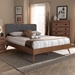Baxton Studio Dilara Mid-Century Modern Dark Grey Fabric Upholstered Walnut Brown Finished Wood Full Size Platform Bed - Dilara-Dark Grey/Ash Walnut-Full