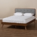 Baxton Studio Dilara Mid-Century Modern Dark Grey Fabric Upholstered Walnut Brown Finished Wood Queen Size Platform Bed - Dilara-Dark Grey/Ash Walnut-Queen