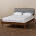 Baxton Studio Dilara Mid-Century Modern Dark Grey Fabric Upholstered Walnut Brown Finished Wood King Size Platform Bed - Dilara-Dark Grey/Ash Walnut-King
