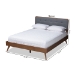 Baxton Studio Dilara Mid-Century Modern Dark Grey Fabric Upholstered Walnut Brown Finished Wood Queen Size Platform Bed - Dilara-Dark Grey/Ash Walnut-Queen