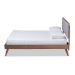 Baxton Studio Dilara Mid-Century Modern Light Grey Fabric Upholstered Walnut Brown Finished Wood Queen Size Platform Bed - Dilara-Light Grey/Ash Walnut-Queen