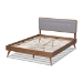 Baxton Studio Dilara Mid-Century Modern Light Grey Fabric Upholstered Walnut Brown Finished Wood Queen Size Platform Bed - Dilara-Light Grey/Ash Walnut-Queen