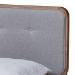 Baxton Studio Dilara Mid-Century Modern Light Grey Fabric Upholstered Walnut Brown Finished Wood Queen Size Platform Bed - Dilara-Light Grey/Ash Walnut-Queen