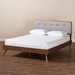 Baxton Studio Dilara Mid-Century Modern Light Grey Fabric Upholstered Walnut Brown Finished Wood Full Size Platform Bed - Dilara-Light Grey/Ash Walnut-Full