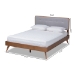 Baxton Studio Dilara Mid-Century Modern Light Grey Fabric Upholstered Walnut Brown Finished Wood Queen Size Platform Bed - Dilara-Light Grey/Ash Walnut-Queen