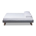 Baxton Studio Liliya Mid-Century Modern Dark Grey Fabric Upholstered Walnut Brown Finished Wood Queen Size Platform Bed Frame - MG97043-1-Dark Grey/Ash Walnut-Bed Frame-Queen