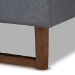 Baxton Studio Liliya Mid-Century Modern Dark Grey Fabric Upholstered Walnut Brown Finished Wood Queen Size Platform Bed Frame - MG97043-1-Dark Grey/Ash Walnut-Bed Frame-Queen