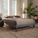Baxton Studio Liliya Mid-Century Modern Dark Grey Fabric Upholstered Walnut Brown Finished Wood Queen Size Platform Bed Frame - MG97043-1-Dark Grey/Ash Walnut-Bed Frame-Queen