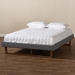 Baxton Studio Liliya Mid-Century Modern Dark Grey Fabric Upholstered Walnut Brown Finished Wood Full Size Platform Bed Frame - MG97043-1-Dark Grey/Ash Walnut-Bed Frame-Full