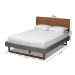 Baxton Studio Ayla Mid-Century Modern Dark Grey Fabric Upholstered Walnut Brown Finished Wood Queen Size Platform Bed - Ayla-Dark Grey/Ash Walnut-Queen
