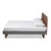Baxton Studio Ayla Mid-Century Modern Dark Grey Fabric Upholstered Walnut Brown Finished Wood Queen Size Platform Bed - Ayla-Dark Grey/Ash Walnut-Queen
