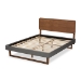 Baxton Studio Ayla Mid-Century Modern Dark Grey Fabric Upholstered Walnut Brown Finished Wood Queen Size Platform Bed - Ayla-Dark Grey/Ash Walnut-Queen
