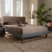 Baxton Studio Ayla Mid-Century Modern Dark Grey Fabric Upholstered Walnut Brown Finished Wood Queen Size Platform Bed - Ayla-Dark Grey/Ash Walnut-Queen