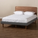 Baxton Studio Ayla Mid-Century Modern Dark Grey Fabric Upholstered Walnut Brown Finished Wood Queen Size Platform Bed - Ayla-Dark Grey/Ash Walnut-Queen