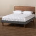 Baxton Studio Ayla Mid-Century Modern Dark Grey Fabric Upholstered Walnut Brown Finished Wood Full Size Platform Bed - Ayla-Dark Grey/Ash Walnut-Full