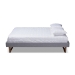 Baxton Studio Liliya Mid-Century Modern Light Grey Fabric Upholstered Walnut Brown Finished Wood Full Size Platform Bed Frame - MG97043-1-Light Grey/Ash Walnut-Bed Frame-Full