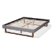 Baxton Studio Liliya Mid-Century Modern Light Grey Fabric Upholstered Walnut Brown Finished Wood Full Size Platform Bed Frame - MG97043-1-Light Grey/Ash Walnut-Bed Frame-Full