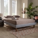 Baxton Studio Liliya Mid-Century Modern Light Grey Fabric Upholstered Walnut Brown Finished Wood Full Size Platform Bed Frame - MG97043-1-Light Grey/Ash Walnut-Bed Frame-Full