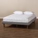 Baxton Studio Liliya Mid-Century Modern Light Grey Fabric Upholstered Walnut Brown Finished Wood Full Size Platform Bed Frame - MG97043-1-Light Grey/Ash Walnut-Bed Frame-Full