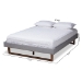 Baxton Studio Liliya Mid-Century Modern Light Grey Fabric Upholstered Walnut Brown Finished Wood Full Size Platform Bed Frame - MG97043-1-Light Grey/Ash Walnut-Bed Frame-Full