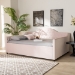 Baxton Studio Perry Modern and Contemporary Light Pink Velvet Fabric Upholstered and Button Tufted Queen Size Daybed - CF8940-Light Pink-Daybed-Q