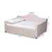 Baxton Studio Perry Modern and Contemporary Light Pink Velvet Fabric Upholstered and Button Tufted Queen Size Daybed - CF8940-Light Pink-Daybed-Q