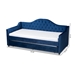 Baxton Studio Perry Modern and Contemporary Navy Blue Velvet Fabric Upholstered and Button Tufted Twin Size Daybed with Trundle - CF8940-Navy Blue-Daybed-T/T