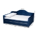 Baxton Studio Perry Modern and Contemporary Navy Blue Velvet Fabric Upholstered and Button Tufted Full Size Daybed with Trundle - CF8940-Navy Blue-Daybed-F/T