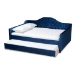 Baxton Studio Perry Modern and Contemporary Navy Blue Velvet Fabric Upholstered and Button Tufted Full Size Daybed with Trundle - CF8940-Navy Blue-Daybed-F/T
