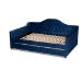 Baxton Studio Perry Modern and Contemporary Navy Blue Velvet Fabric Upholstered and Button Tufted Full Size Daybed with Trundle - CF8940-Navy Blue-Daybed-F/T