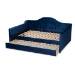 Baxton Studio Perry Modern and Contemporary Navy Blue Velvet Fabric Upholstered and Button Tufted Full Size Daybed with Trundle - CF8940-Navy Blue-Daybed-F/T