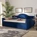 Baxton Studio Perry Modern and Contemporary Navy Blue Velvet Fabric Upholstered and Button Tufted Queen Size Daybed - CF8940-Navy Blue-Daybed-Q