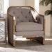 Baxton Studio Terina French Country Industrial Grey-Beige Fabric Upholstered Whitewashed Oak Wood Armchair with Metal Accents - TSF7763-Beige-CC