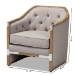 Baxton Studio Terina French Country Industrial Grey-Beige Fabric Upholstered Whitewashed Oak Wood Armchair with Metal Accents - TSF7763-Beige-CC
