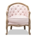 Baxton Studio Genevieve Traditional French Provincial Light Pink Velvet Upholstered White-Washed Oak Wood Armchair - TSF7766-Light Pink-CC