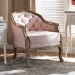Baxton Studio Genevieve Traditional French Provincial Light Pink Velvet Upholstered White-Washed Oak Wood Armchair - TSF7766-Light Pink-CC