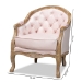 Baxton Studio Genevieve Traditional French Provincial Light Pink Velvet Upholstered White-Washed Oak Wood Armchair - TSF7766-Light Pink-CC