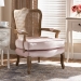 Baxton Studio Vallea Traditional French Provincial Light Pink Velvet Fabric Upholstered White-Washed Oak Wood Armchair - TSF7764-Light Pink-CC