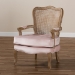 Baxton Studio Vallea Traditional French Provincial Light Pink Velvet Fabric Upholstered White-Washed Oak Wood Armchair - TSF7764-Light Pink-CC
