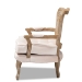 Baxton Studio Vallea Traditional French Provincial Light Beige Velvet Fabric Upholstered White-Washed Oak Wood Armchair - TSF7764-Light Beige-CC